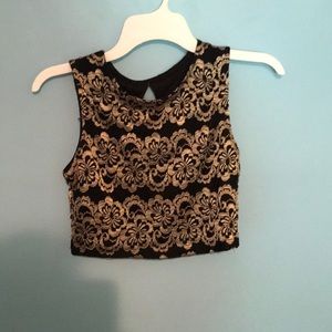 Gold and black crop top